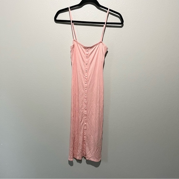 FOREVER 21- NWT Blush Pink Spaghetti Strap Knit Bodycon Midi Size M - Picture 1 of 4